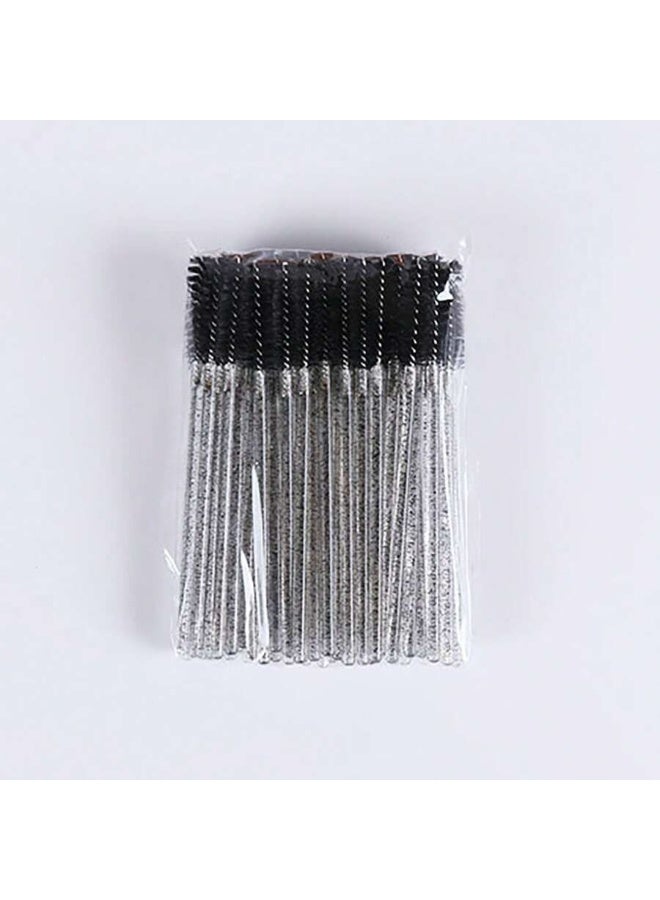 50 Disposable Mascara Wands – Glitter Handle Eyelash Brushes – Black Spiral Lash Applicators – Makeup, Extensions & Brow Grooming Tools - Image 1